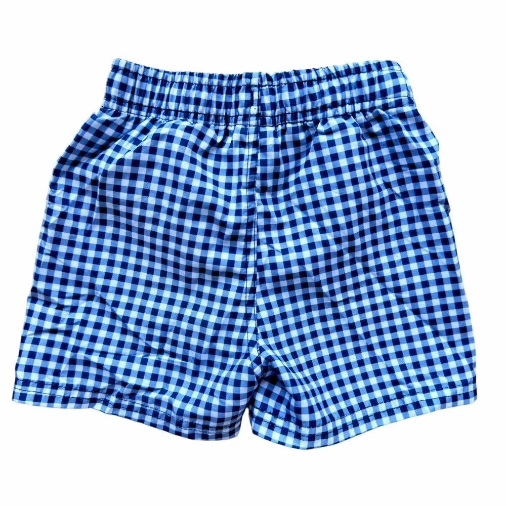Ruggedbutts boys infant navy gingham check swim trunks‎ 18-24M